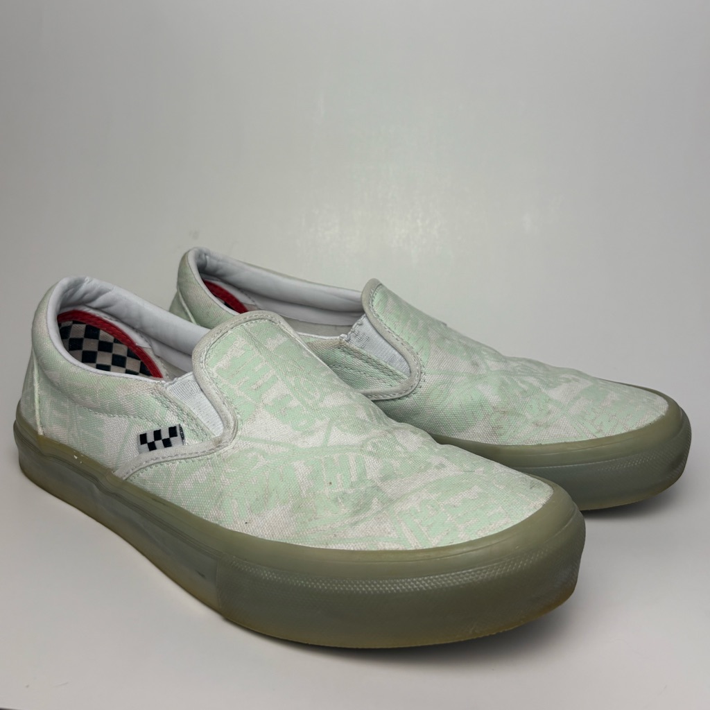 Vans Slip-On Sneakers In Pale Mint And Gum
